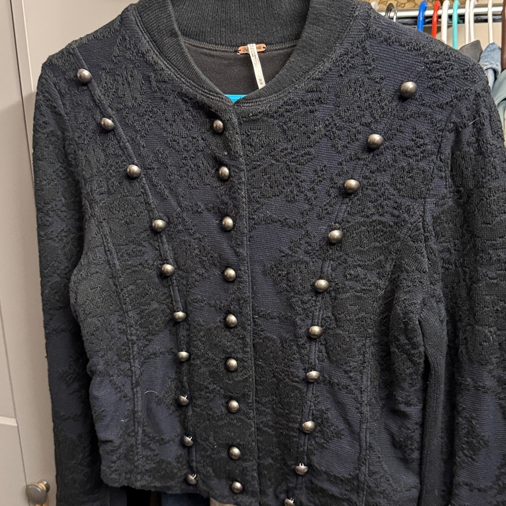NWOT Free People Military Style Stretch Jacket in Navy/Black - M
